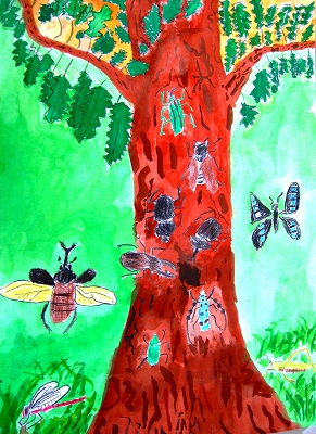 「虫のすむ森を大切にしよう」吉沢小3年　石渡　隆斗さんの作品画像