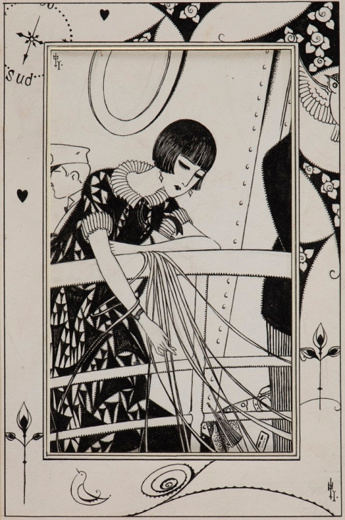 船 形見の扇 別れ四題 令女界 第4巻第7号口絵原画 1925年