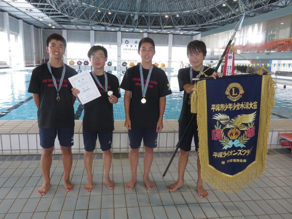 中学生男子4×50mリレー優勝　江陽中Aチーム