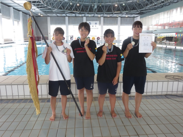 中学生女子4×50mリレー優勝 江陽中チーム