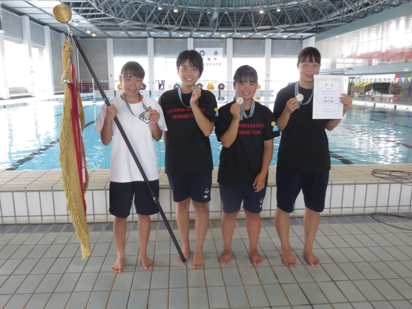 中学生女子4×50mリレー優勝　江陽中チーム