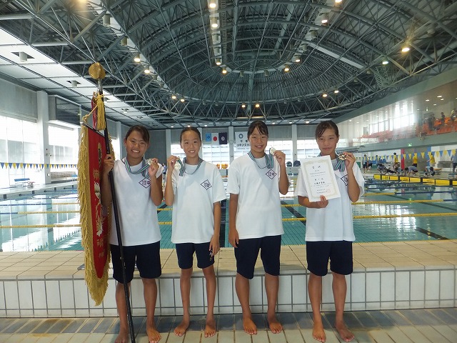 中学生女子4×50mリレー優勝 江陽中チーム