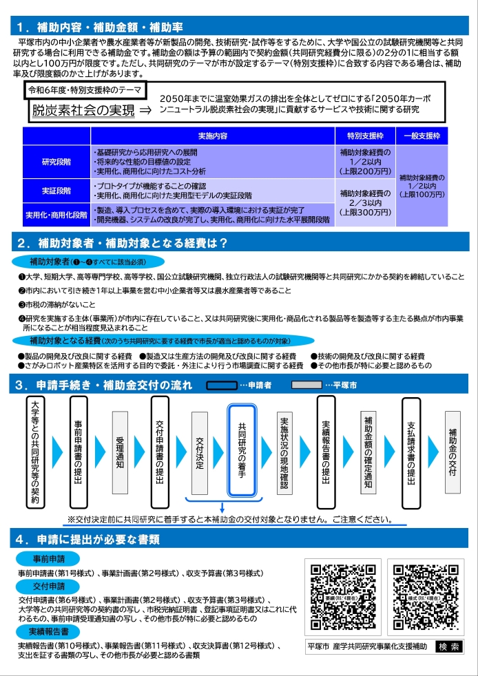 産学共同研究事業化補助金チラシ裏面