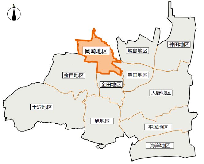 岡崎地区の位置図