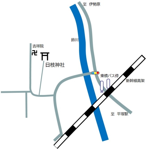 寺田縄日枝神社は東橋バス停下車徒歩5分です