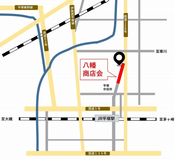 八幡商店会の位置図