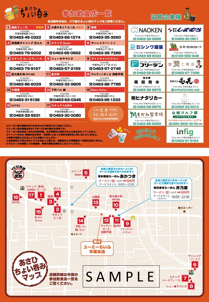 サンロードあさひのちょい呑みマップ