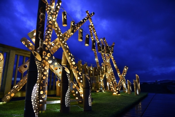 クリスマスイルミネーション竹あかりの写真