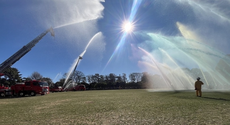 一斉放水の写真