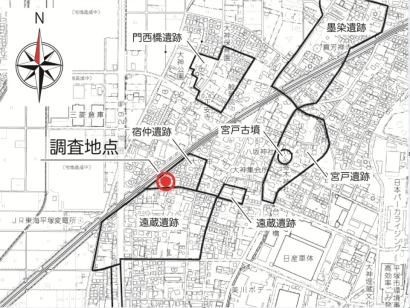 宿仲遺跡第1地点位置図