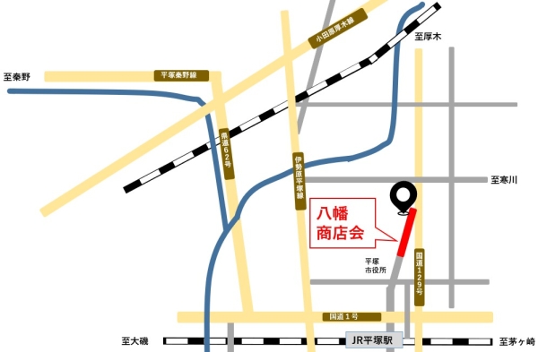 八幡商店会の位置図